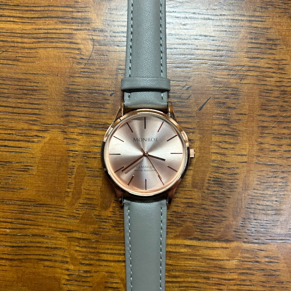Monroe by Maestro Solerose Women's Watch - Gray Band with Rose Gold Dial